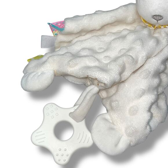 Appease Lovey Bunny Rabbit Security Blanket Baby Plush Tabs Rattle Embroider 10" - Picture 7 of 15